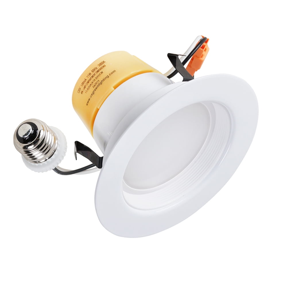 4 Pack 4 inch 11W (65 Watt Equivalent) LED Recessed Retrofit Fixture