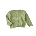 thumbnail image 3 of GiLiling Baby Girls and Boys Knit Cardigan - Solid Long Sleeve Sweater Coat for Fall Layering, Casual Outerwear for School Days (Green, 12-18 Months), 3 of 5