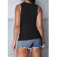 thumbnail image 5 of Women'S Summer Sleeveless Tops Ribbed Knit Notched V Neck Fitted Tank Shirts Black L, 5 of 9