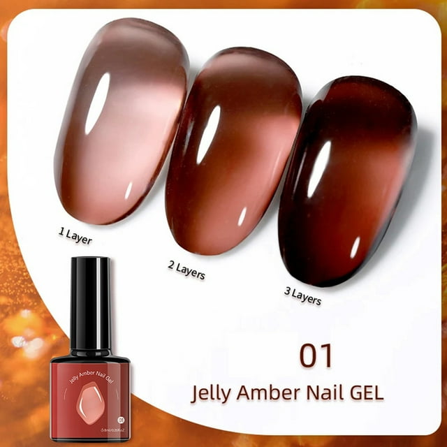 Juego de esmaltes de uñas en gel Jelly Amber de 6 colores translúcidos con LED para manicura y salón de uñas y uso doméstico. Crema facial de 8 ml.