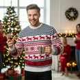 thumbnail image 3 of Tumao Christmas Sweaters for Men Family Couples Reindeer Snowflake Print Sweater Round Neck Long Sleeve Pullover Sweater Tops for Christmas, parties, 3 of 6