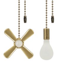 Ceiling Fan Pull Chain, Pack of 2 Ceiling Fan Cords with 13.6 Inches Fan  Pulls Set with Connector (Nickel, Light Bulb and Fan)