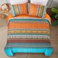 thumbnail image 2 of Orange Quilt Set King Size, Stripe Boho 3 Pieces Quilts Bedspread Set Bohemian Lightweight Microfiber All Season Bedding Coverlet Set for King Bed (104"x90"), 2 of 8
