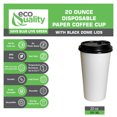 thumbnail image 2 of [200 Pack] 20oz Disposable White Paper Coffee Cups with Black Dome Lids - For Hot, Cold Drink, Coffee, Tea, Cocoa, Travel, Office, Home, Cider, Hot Chocolate, To go, Compostable, Biodegradable, 2 of 6