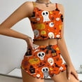 thumbnail image 4 of MVRLSH Womens Pajama Sets for Women 2 Piece Halloween Pattern Tank Top And Shorts Home wear Outfit Soft Sleepwear Lounge Set Orange - M, 4 of 4