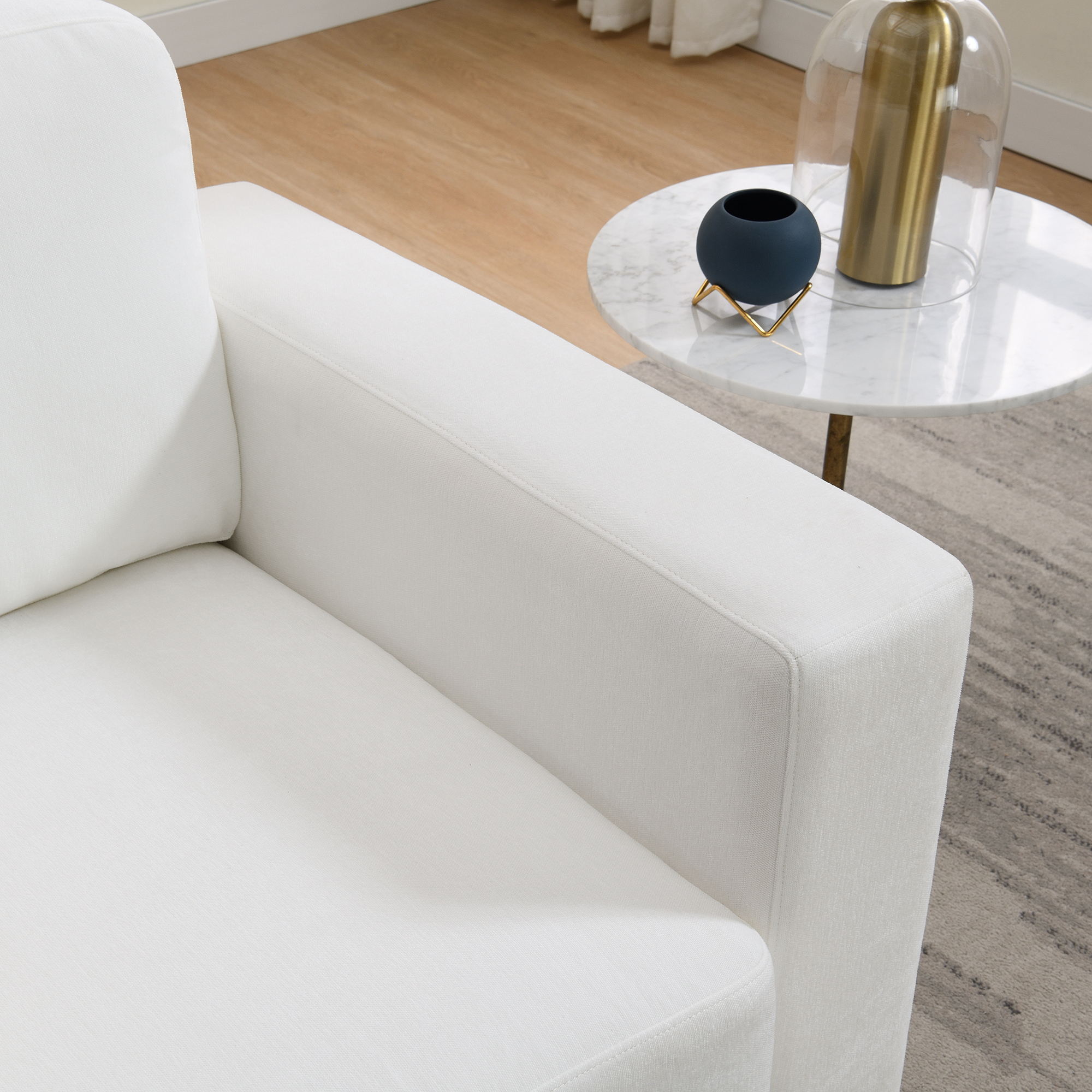 Oversized Accent Chair, Modern Chenille Fabric Upholstered Sofa Chair with Widen Arms, Comfy Armchair Reading Chair for Living Room Bedroom Office, Ivory