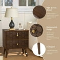 thumbnail image 3 of COSIEST Mid-Century Brown 4-Legs Nightstands with 2-Drawers, 3 of 9