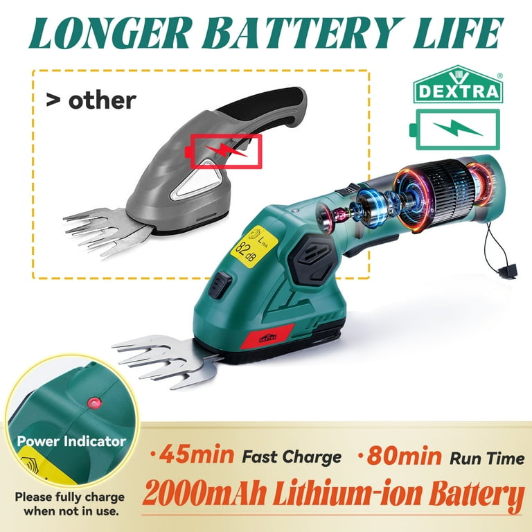 Dextra 2 In 1 Cordless Grass Shear & Hedge Trimmer With Gardening Gloves