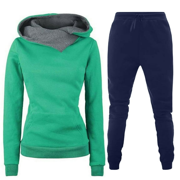 IROINNID Tracksuit For Women 2 Pieces Set Fall Winter Outfits Sports Tracksuits Long Sleeve Pullover Hoodies Pants Suit Athletic Set,Navy