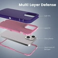 thumbnail image 5 of Compatible with iPhone 15 Case 6.1 Inch, iPhone 14 Case, Heavy Duty Defender 3-Layer Rugged Shockproof Drop Protective Cover Phone Cases Both for iPhone 13/14/15 (Purple/Pink), 5 of 14