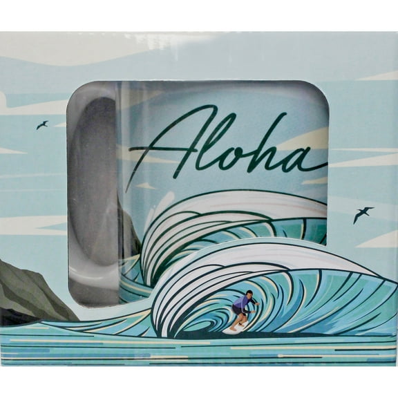 Souvenir Mug 20oz Stoneware Mug Blue Aloha Surfer