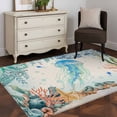 thumbnail image 4 of Jellyfish Coastal Area Rug 4x6 Washable Rug Non Slip Summer Nautical Starfish Coral Beige Large Area Rug Indoor Floor Carpet for Entryway Bedroom Kitchen Living Room Home Office Dining Room Nursery, 4 of 8