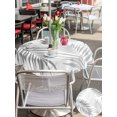 thumbnail image 5 of Outdoor Tablecloths with Umbrella Hole & Zipper, Gray Palm Leaf Round Tablecloths 60 Inch, Tropical Botanical Leaves Minimalist Waterproof Table Cloth, Patio/Pool/Picnic Table Covers, 5 of 8