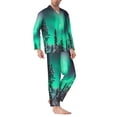 thumbnail image 2 of Susaid Northern Lights 2 Print Men's Long Sleeve Pajama Set, Two-Piece Button-Down Loungewear PJs Set, Comfortable Sleepwear for Relaxation-Large, 2 of 7
