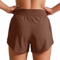 thumbnail image 3 of longantii Womens Athletic Shorts Quick Dry High Waisted Yoga Running Shorts Relaxed Fit Mesh Liner Dolphin Shorts with Pockets Brown XL, 3 of 5