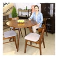 thumbnail image 3 of Comedor de Madera Armable NORVAL Ana Mesa Redonda 100 cm 4 Sillas Tapiz Velvet Gris Nogal, 3 of 9