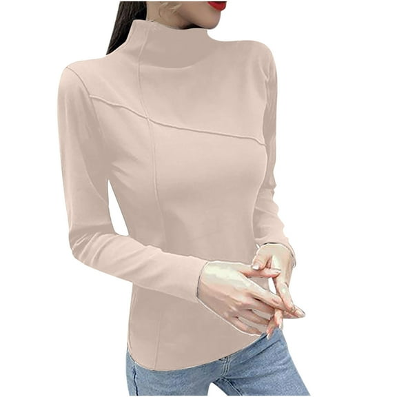 Black_Friday Deals 2024 Cyber_Monday Deals Dianli Fall Clothes for Women 2024 Long Sleeve High Neck Sweatshirt Plain Thermal Tops Loose Casual Fashion Pullover Tops