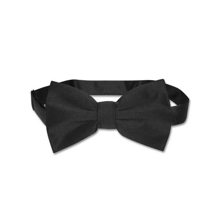 Bow Necktie - Vesuvio Napoli BOWTIE Solid BLACK Color Men's Bow Tie for Tuxedo or Suit