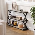 thumbnail image 2 of 47.2 Inch Rustic Console Table, Industrial Entryway Table with 3-Tier Shelves - Long Hallway Sofa Table, TV Stand & Media Center for Living Room, Light Gray, 2 of 8