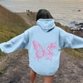 thumbnail image 2 of BLOCLOALO Graphic Hoodies Breast Cancer Awareness Ribbon Printed Drawstring Hoodie Sweatshirt Casual Oversized Long Sleeve Streetwear Pullover Light Blue Xl, 2 of 5