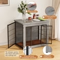 thumbnail image 3 of Furmax Wooden Indoor Dog Crate Furniture  with Double Doors and Thick Cushion,Gray, 3 of 7