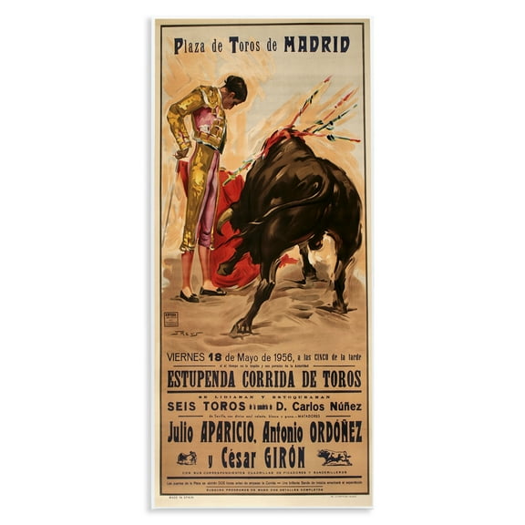 Stupell Industries Great Bullfight Antique Advertisement Advertisements Painting Unframed Art Print Wall Art, 7 x 17