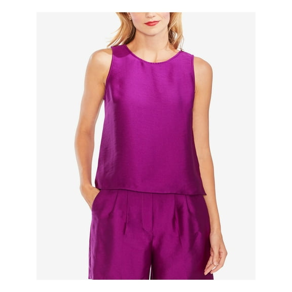 VINCE CAMUTO Womens Purple Sleeveless Jewel Neck Top  Size: L