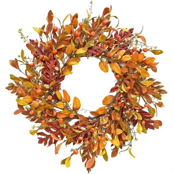 TETOU 20.5" Fall Wreaths for Front Door, Artificial Pumpkin Maple Leaves Harvest Autumn Wreath with Eucalyptus Leaves for Fall Thanksgiving Halloween Door Wall Porch Indoor Outdoor Decoratioin