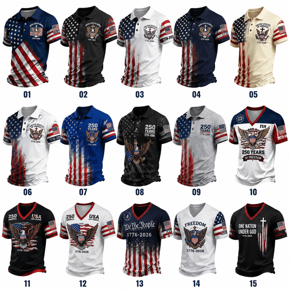 Men's 250 Anniversary USA Shirt United States of America 1776-2026 Tops Eagle Patriotic Flag Independence Day Shirts,Style 1,S