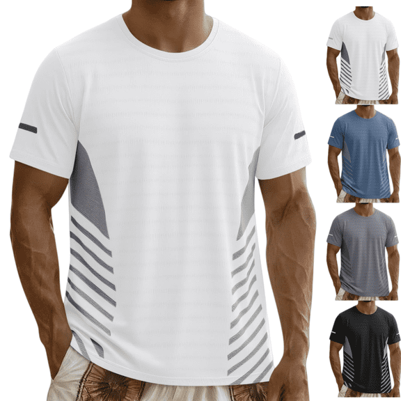 Men's Short Sleeve T-Shirts Lightweight Breathable Crew Neck Classic Basic Tshirts Summer Comfy Regular Fit Gym Workout T-Shirts White L