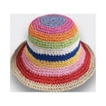 thumbnail image 2 of YooGuoGuo Women Foldable Wide Brim Colorful Crochet Straw Sun Hat Summer Beach Travel Packable UPF Bucket Hat, 2 of 6
