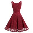 thumbnail image 4 of Market In The Box Women Floral Lace V Neck Sleeveless Bridemaid Party Dress, 4 of 7