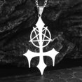 thumbnail image 1 of High Quality Cut Stainless Steel Inverted Pentagram Symbol Pendant Necklace for Men Gothic Trident Cross Jewelry Accessories, 1 of 5