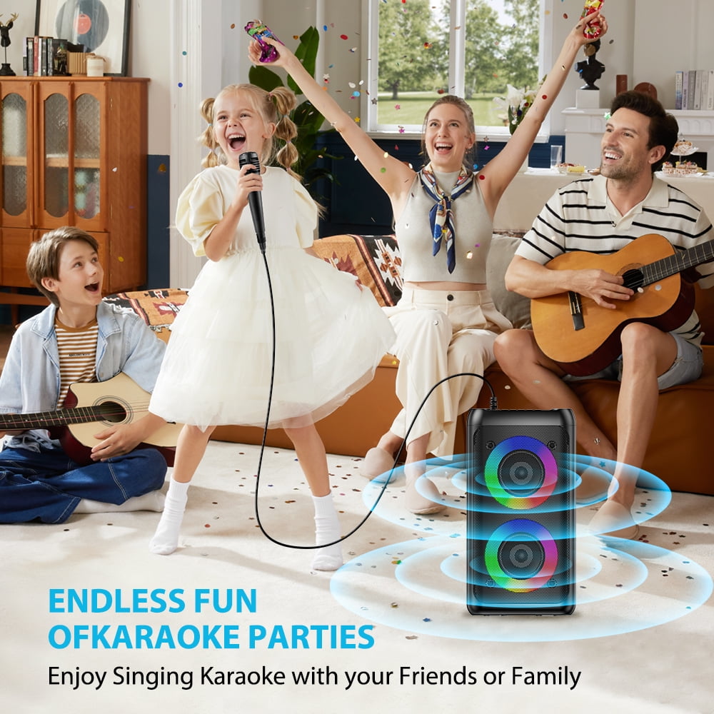Karaoke Machine for Adults, Portable Wireless Speaker with 1 wired Microphones, Outdoor, Supports USB/TF/AUX, Ideal Gifts for Family, Music Lover