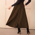 thumbnail image 5 of Stichou Womens Plaid Skirts 2026 Spring Winter Flared Vintage High Waist A Line Midi Tartan Skirts Brown S, 5 of 5