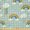 thumbnail image 2 of Ambesonne Cartoon Fabric by the Yard Microfiber, Rainbow Clouds Composition, 2 Yards, Pale Grey and Multicolor, 2 of 2