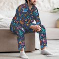 thumbnail image 7 of Salouo Marine Inhabitants Print Button-Front Long Sleeve Pajama Set for Men, Soft 2Pjs Men's Long Sleeve Sleepwear-Small, 7 of 7