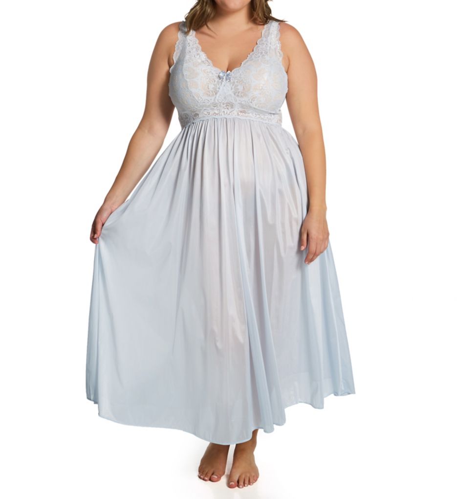 Women's Shadowline 31737X Plus Silhouette 53 Inch Gown (Silver 3X ...