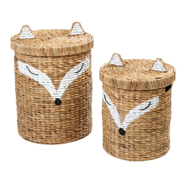 Set Of Two Fox Shaped Storage Baskets, Storage Basket With Lid Canada