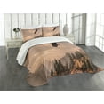 thumbnail image 3 of Ambesonne Eagle Quilted Bedspread Set 3 Pcs, Nature Rocky Mountains, Queen Size, Rose Green, 3 of 5