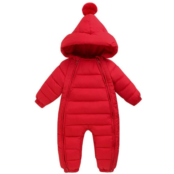 0-24M Baby Boys Girls Newborn Winter Snowsuit Down Coat Romper Hooded Double Zipper Warm Jumpsuit