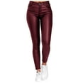 thumbnail image 2 of Yoga Pants Women Solid Leather Slim High Waist Long Length Leggings Workout Yoga Leggings for Women M, 2 of 8