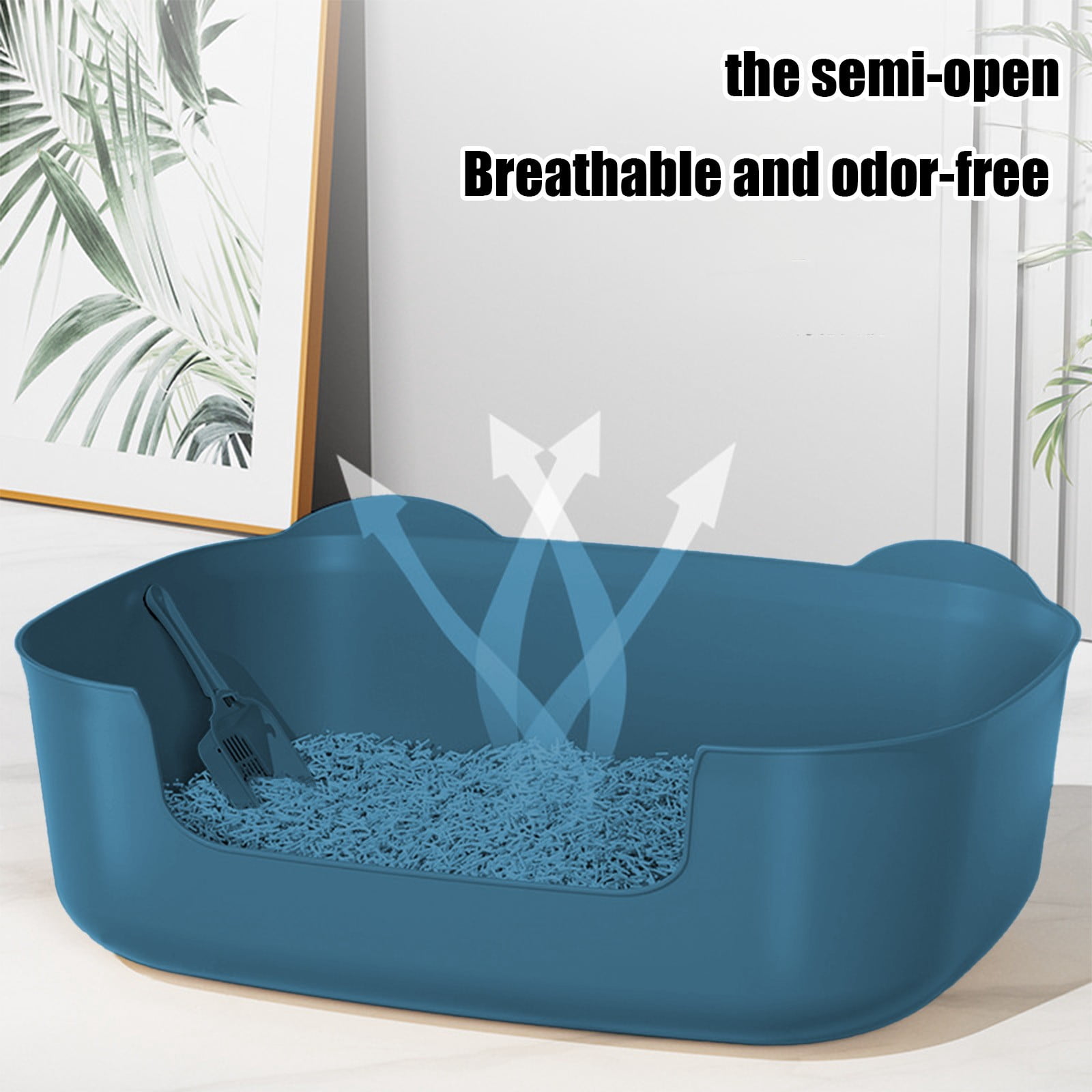 Large Cat Litter Box with High Sides, Open Kitty Litter Boxes Anti-Splashing for Indoor Cat Low Entry Cat Litter Pan for Small and Elderly Cats, Tool-Free Assembly