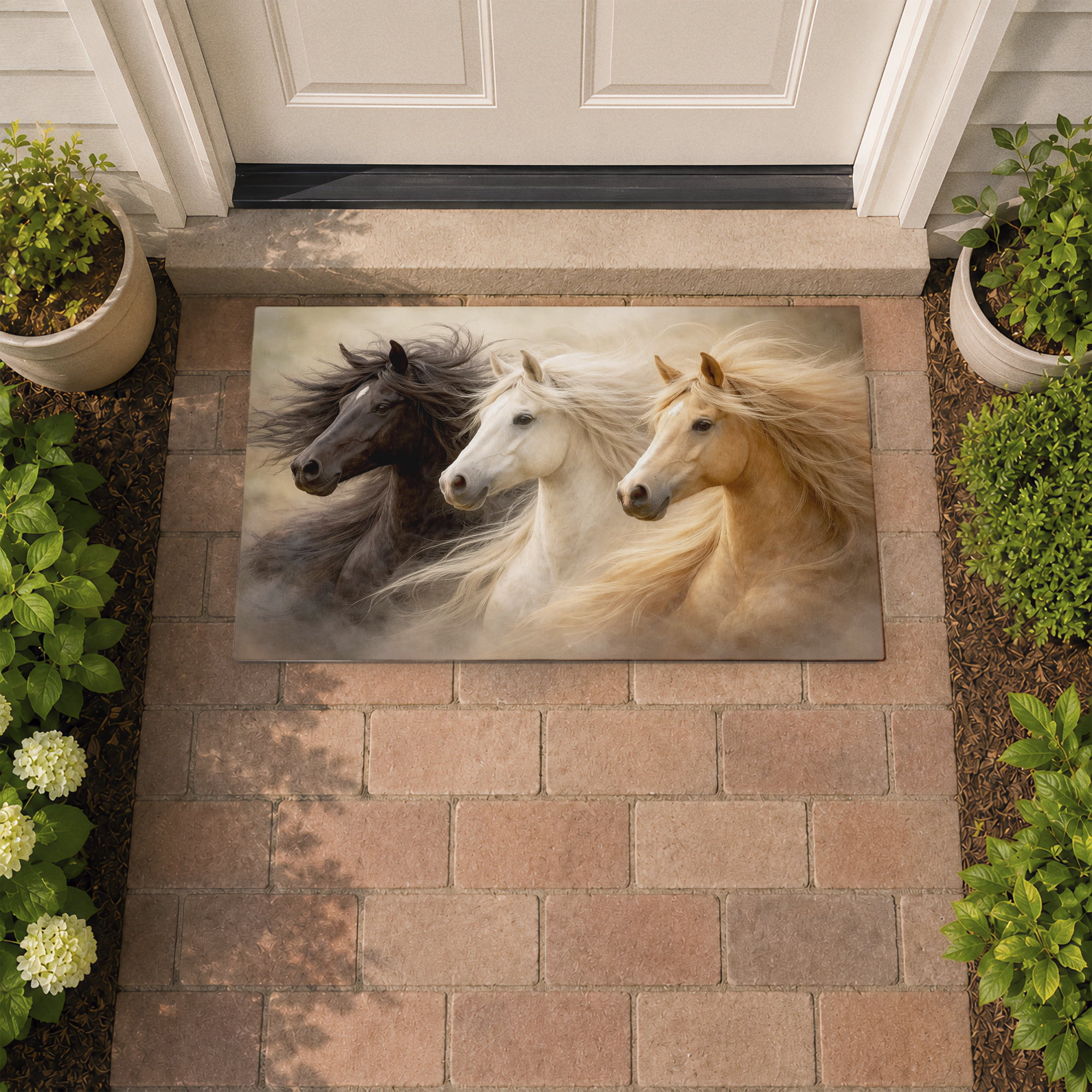 Stupell Industries Untamed Spirits Horse Trio Printed Outdoor Door Floor Mat, design by Tina LeCour