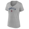 thumbnail image 2 of Women's-Fanatics  Gray Los Angeles Angels V-Neck T-Shirt, 2 of 3