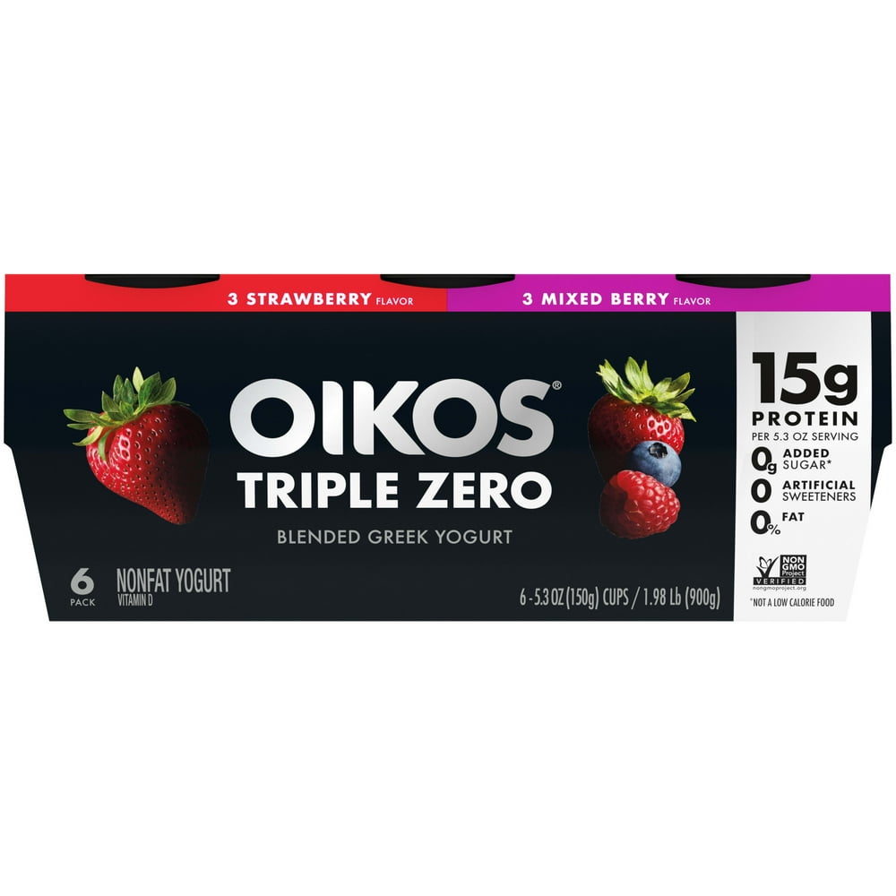 Oikos Triple Zero Variety Pack Greek Yogurt, 5.3 Oz. Cups, 6 Count