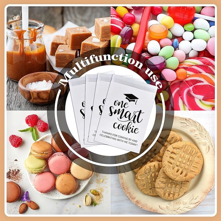 100 PCS Graduation Cookie Bags - 'One Smart Cookie' Treat Bags With Seal For Party Favors & Decor