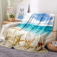 thumbnail image 2 of Ocean Beach Blanket Starfish Shell Throw Tropical Summer Blue Sky Decor Gifts for Mom Women Kids Girls Boys Men Birthday Mother''s Father''s Day Present Soft Plush Throw 50"x60", 2 of 6