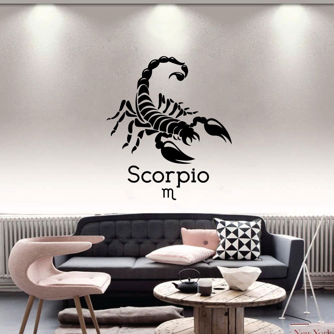 Scorpio Scorpion Symbol Silhouette Water Sign Symbol Horoscope Astrological Chart Zodiac Sign Vinyl Wall Art Sticker Decal Home Room Wall Office Living Room Wall Decoration Decal Size(40x40 inch)