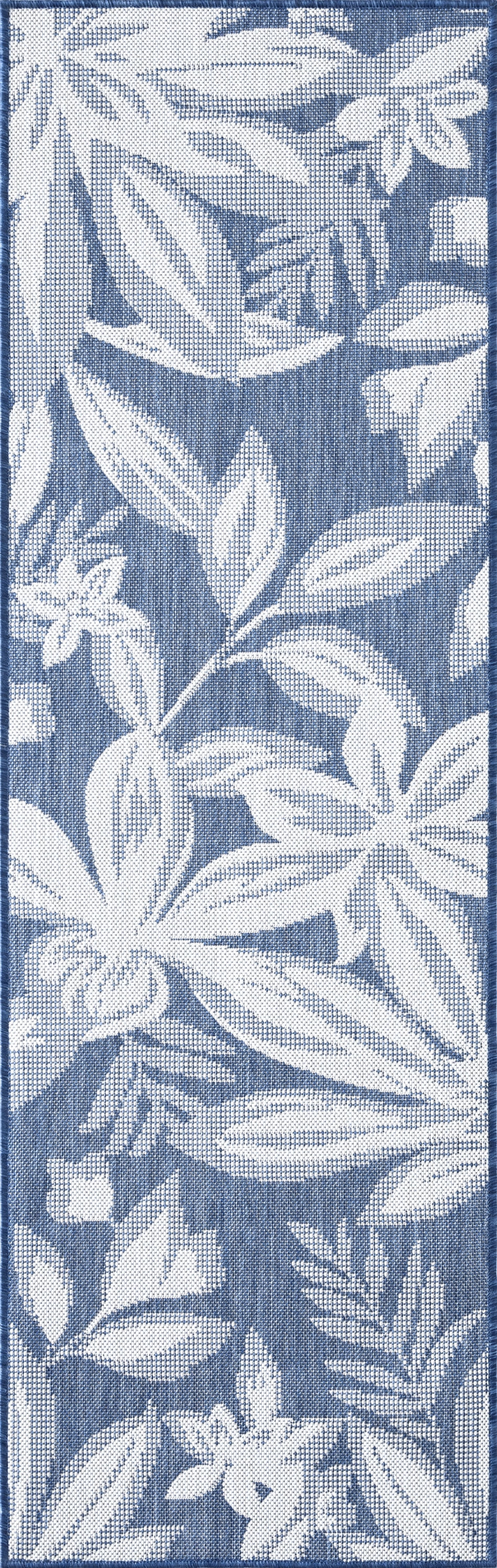 2x8 Water Resistant, Indoor Outdoor Runner Rugs for Patios, Hallway, Entryway, Deck, Porch, Balcony or Kitchen | Outside Area Rug for Patio | Blue, Floral | Size: 2'3'' x 7'3''